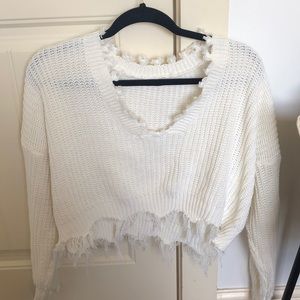 White knit sweater